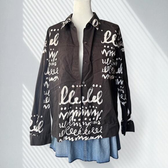 Liz Claiborne graffiti-print button down - Picture 2 of 3